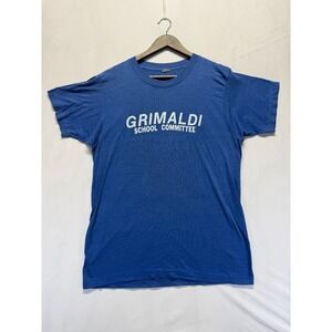 Grimaldi School Committee T Shirt Men Large Blue Graphic Print Single Stitch Tee